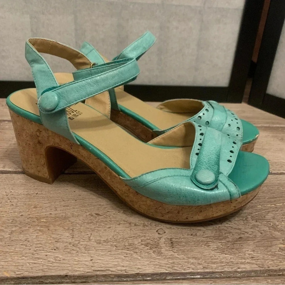 Miz Mooz  Cookie Ankle Heeled Platform Leather Sandals 8 - Picture 9 of 11